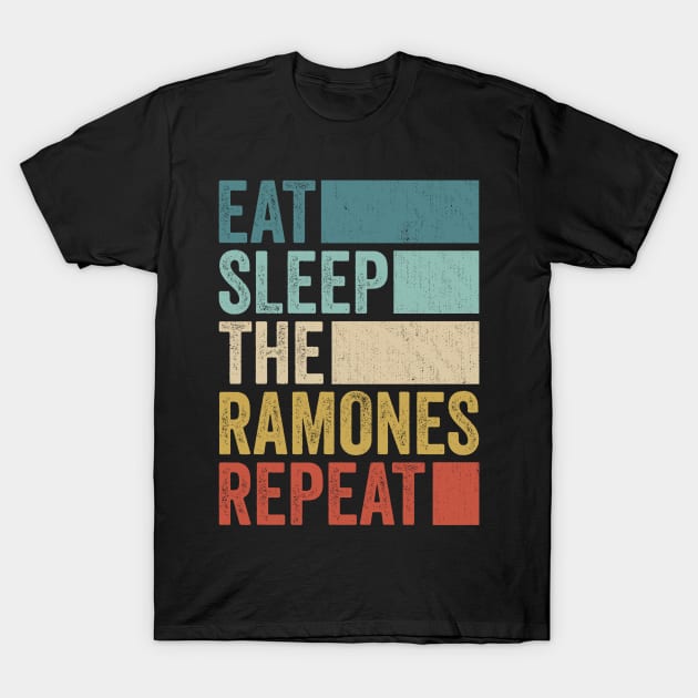 Funny Eat Sleep The Ramones Repeat Retro Vintage T-Shirt by Realistic Flamingo